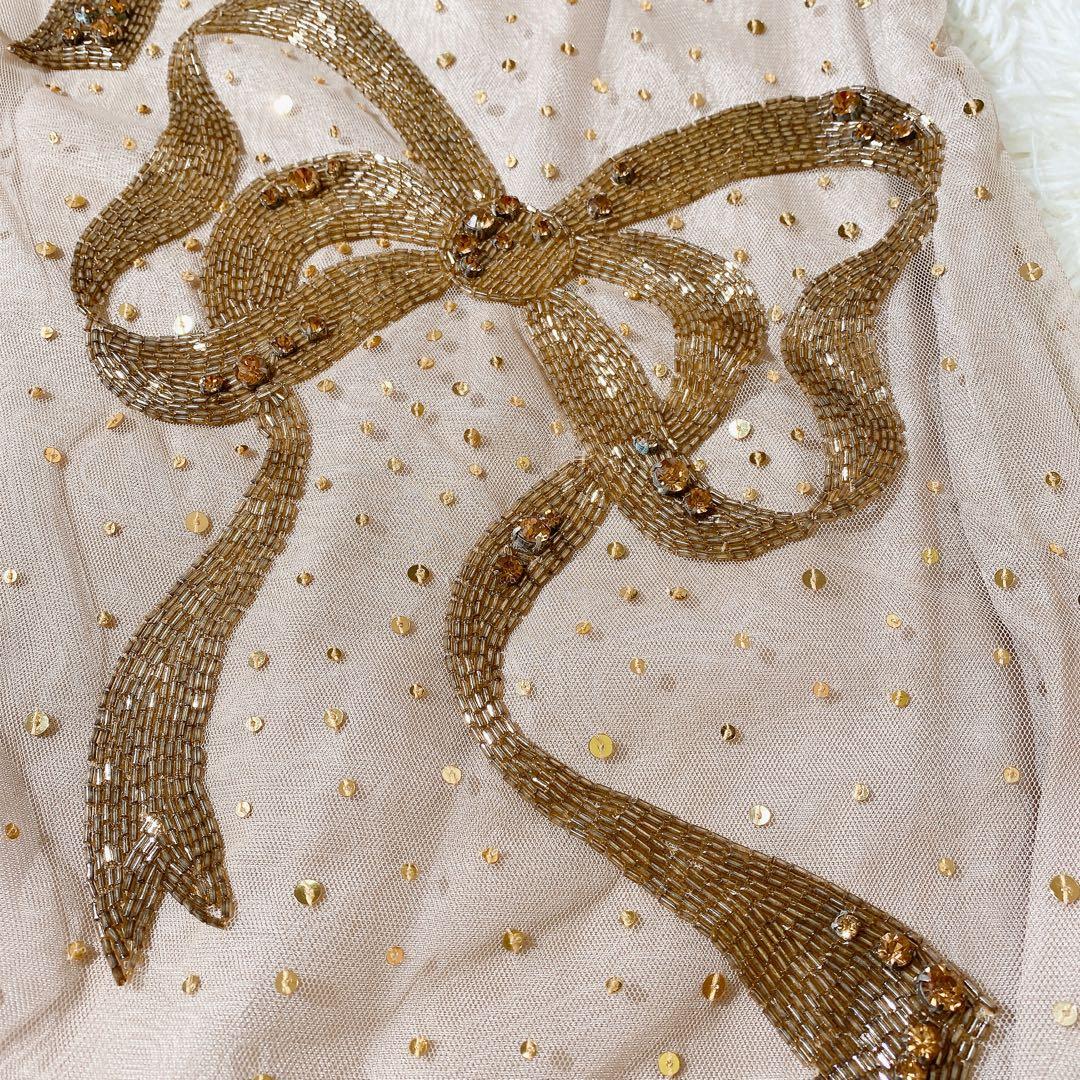 レッドヴァレンティノ ワンピースドレス リボン ビジュー 飾り石付き