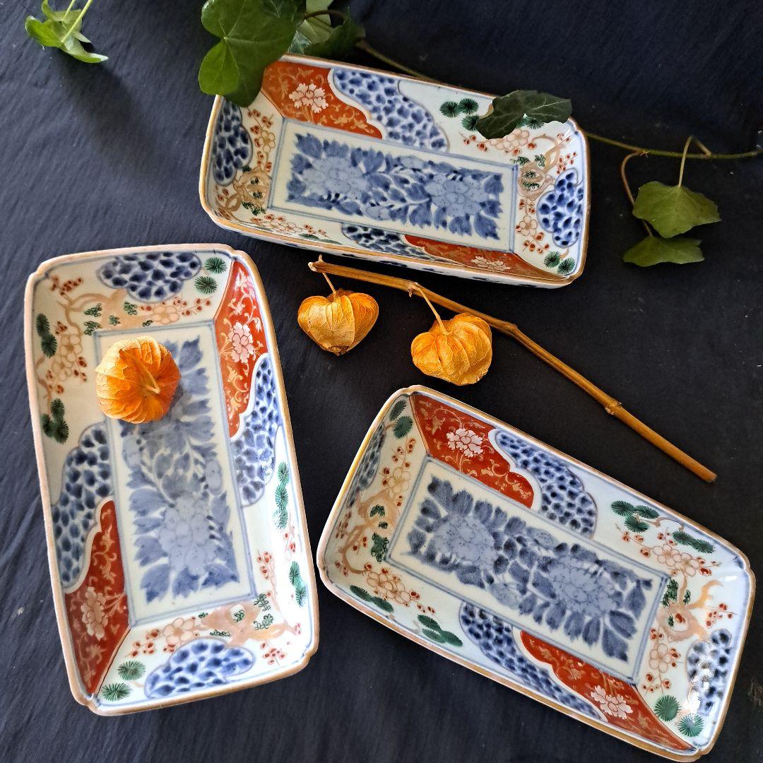 「high level 古伊万里長皿の美！」 色絵皿3客セット 骨董アン