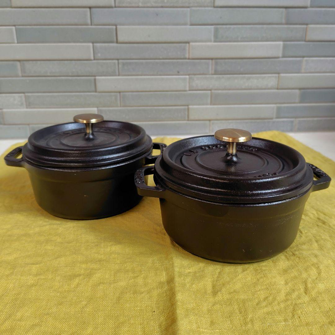 ストウブ STAUB ピコ ココット ラウンド 12cm ブラック 2個セット