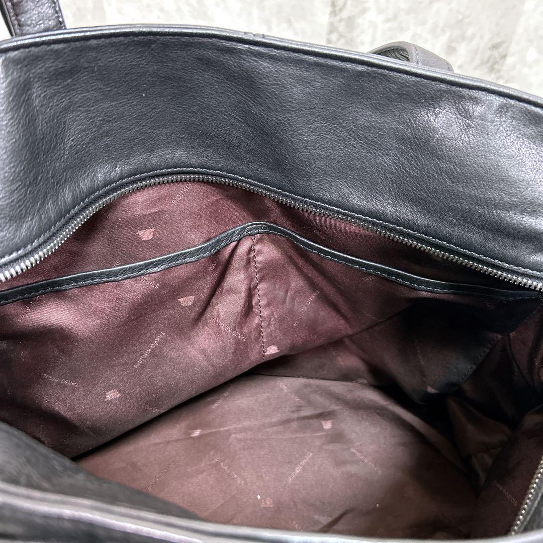 TAKEO KIKUCHI タケオキクチ トートバッグ 大容量 本革 ブラック