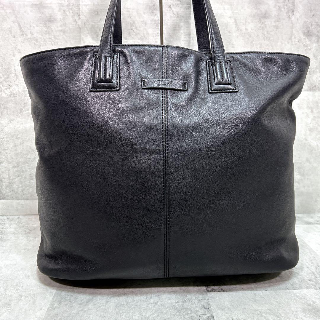 TAKEO KIKUCHI タケオキクチ トートバッグ 大容量 本革 ブラック