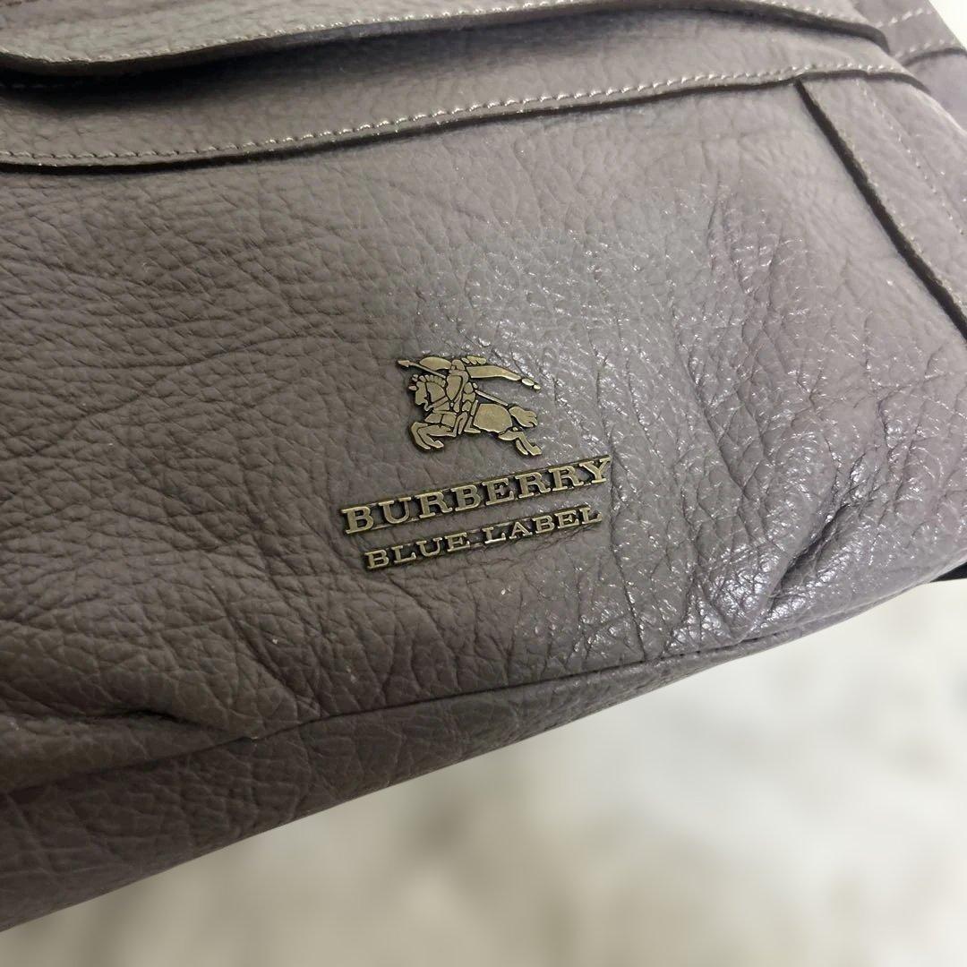 BURBERRY BLUE LABEL トートバッグ グレー　レザー ロゴ