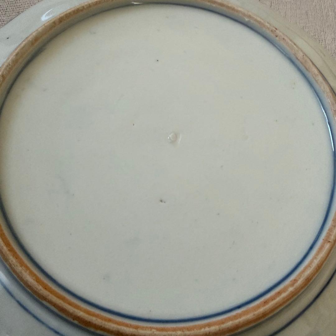 古伊万里 風 染付 山水文 大皿 25cm 輪花 飾り皿 3枚セット