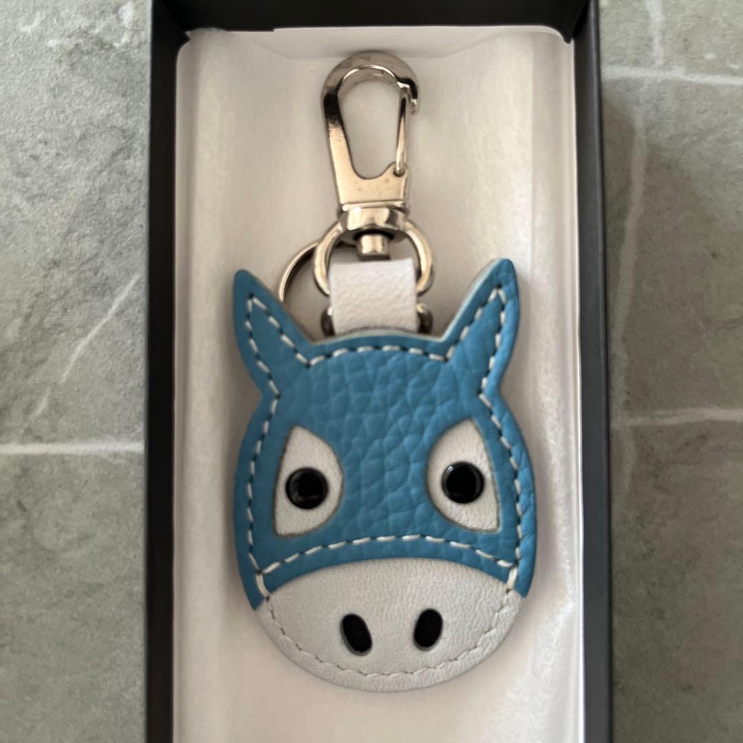 ソメスサドル レザーキーホルダー　馬メンコ　ブルー