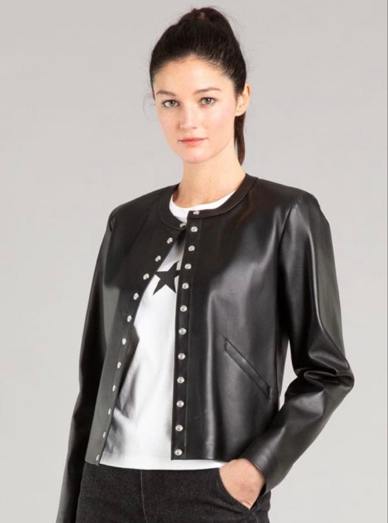 アニエスb. レザーカーディガンプレッション