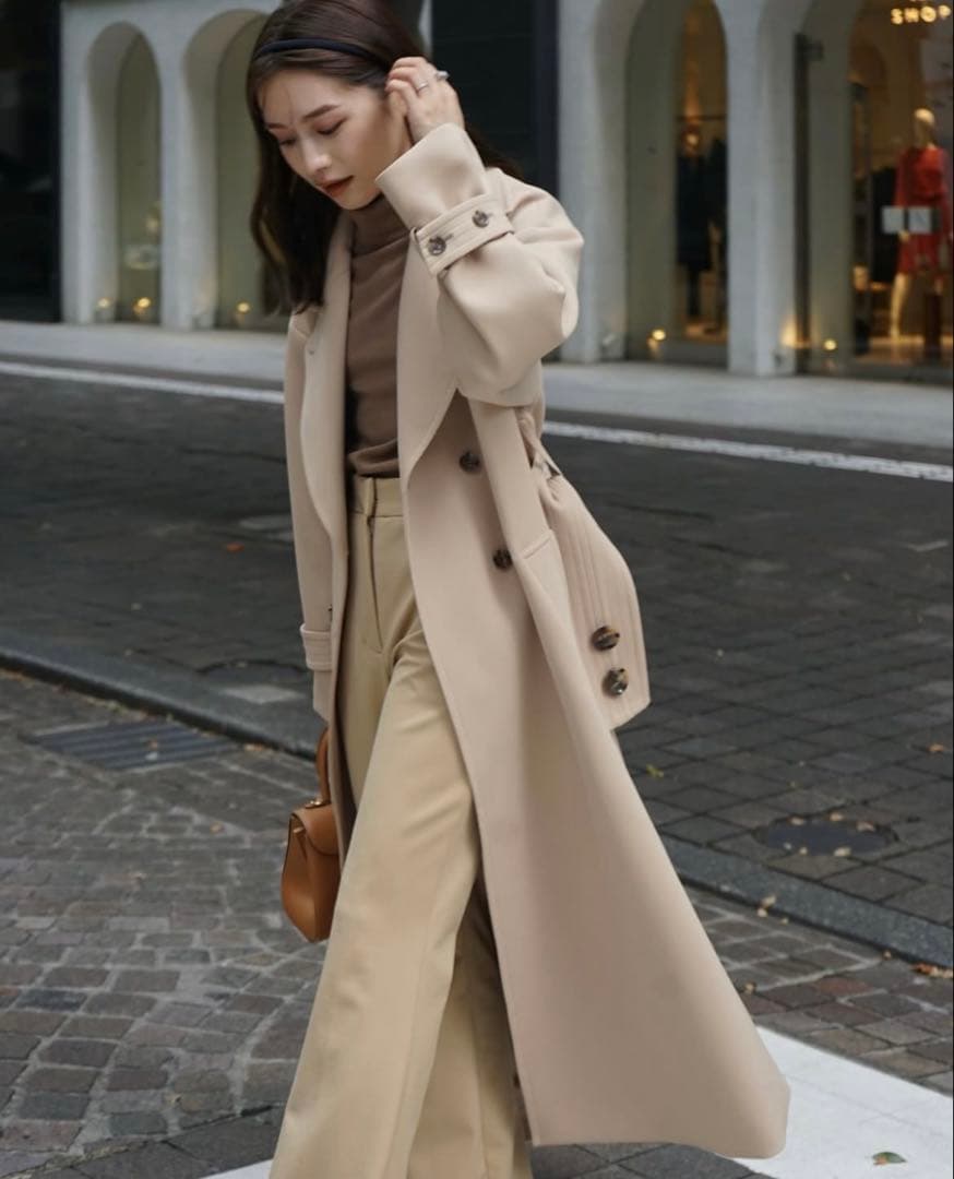 L'AUBE BLANC ローブブランWide belt Trench coat