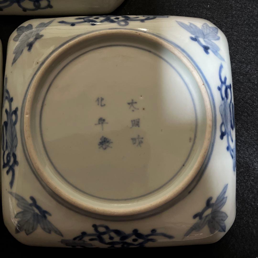 古伊万里 江戸中期 大明成化年製 角皿5枚