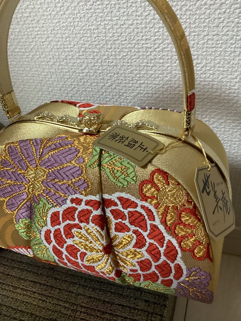 新品 ❁⃘*.世美庵 Ｌサイズ 正絹帯地 高級草履バッグセット 日本製 三枚芯