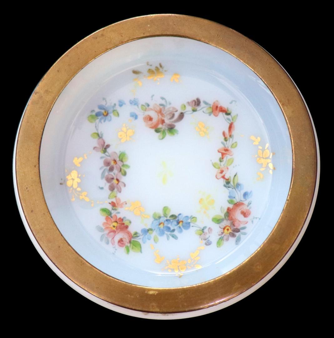 オールド・バカラ エナメル彩金彩薔薇文ブロンズ装飾オパーリンクリスタル製灰皿