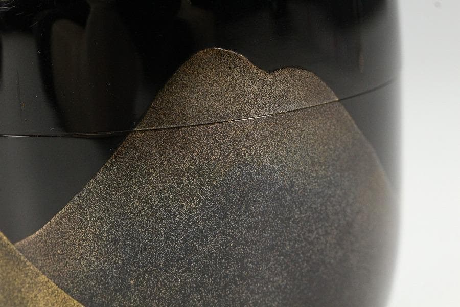 茶道具 遠山蒔絵 内縁 雲錦蒔絵 大棗 山下泰園作 共箱 美品(K-LC704)