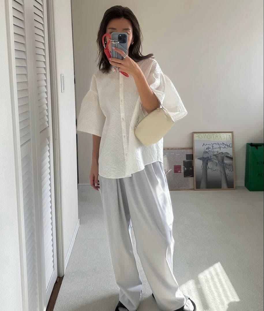 カベサロッソ✴︎ ジャガードタックスリーブブラウス✴︎ ホワイト