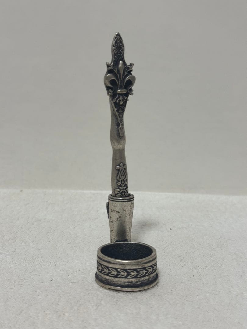 シルバー高級ハンドメイド　フルール・ド・リス ペンとインクポット シルバー万年筆