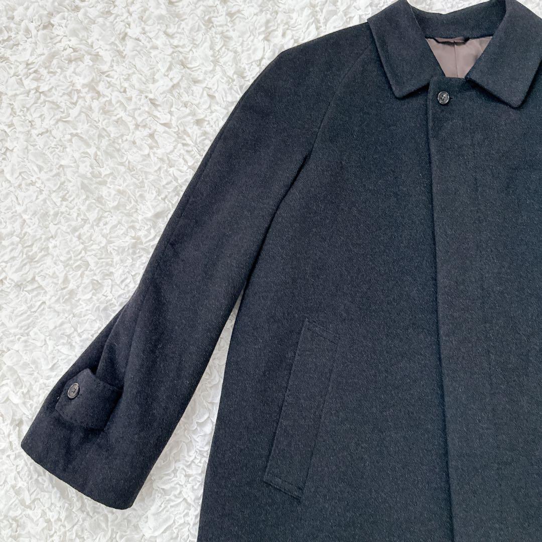 【美品】五大陸　ステンカラーコート　カシミア100％　比翼　濃灰　Lサイズ