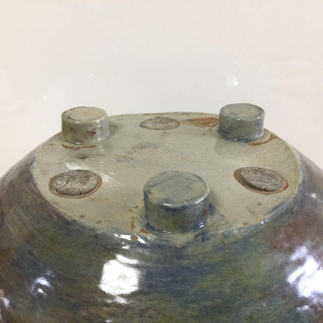 風炉火鉢 焼物 陶印有 底瓦付 茶道具 L194