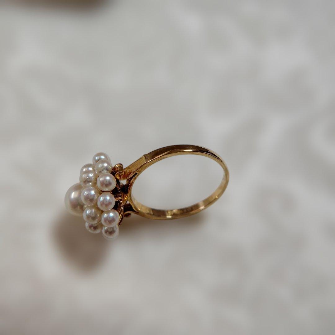 パール装飾のリング K18。