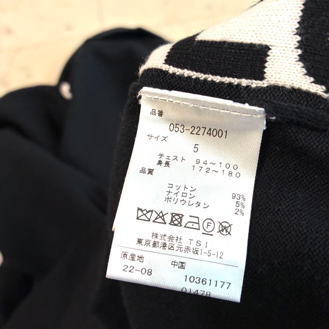 PEARLY GATES タートルネックニット　胸ワッペン ロゴスリーブ 黒 5