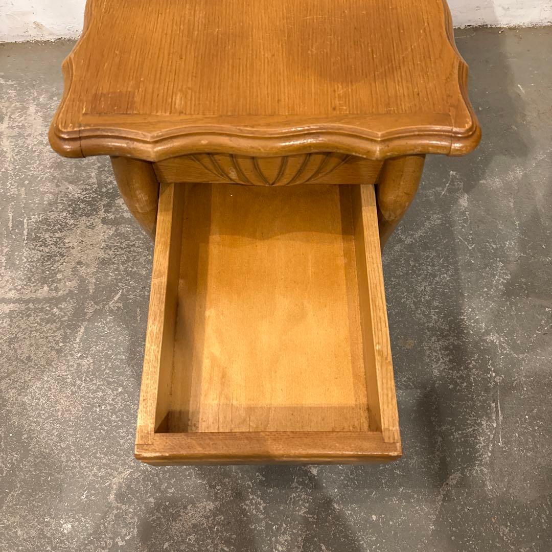 ヴィンテージ　木製サイドテーブル　収納　引き出し付き