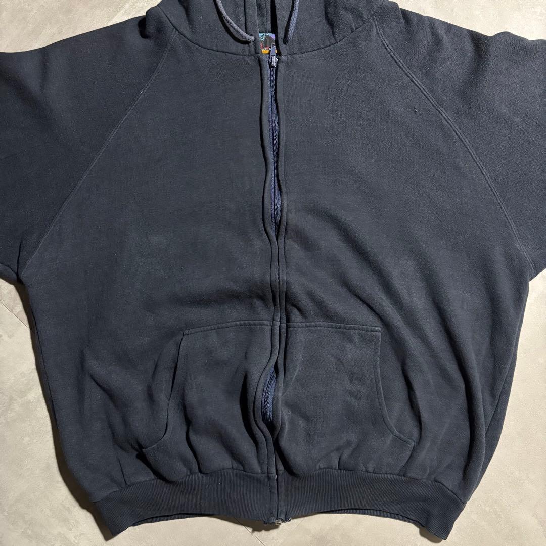90s - vintage パーカー　ダブルフェイス　裏サーマル　フェード　紺色