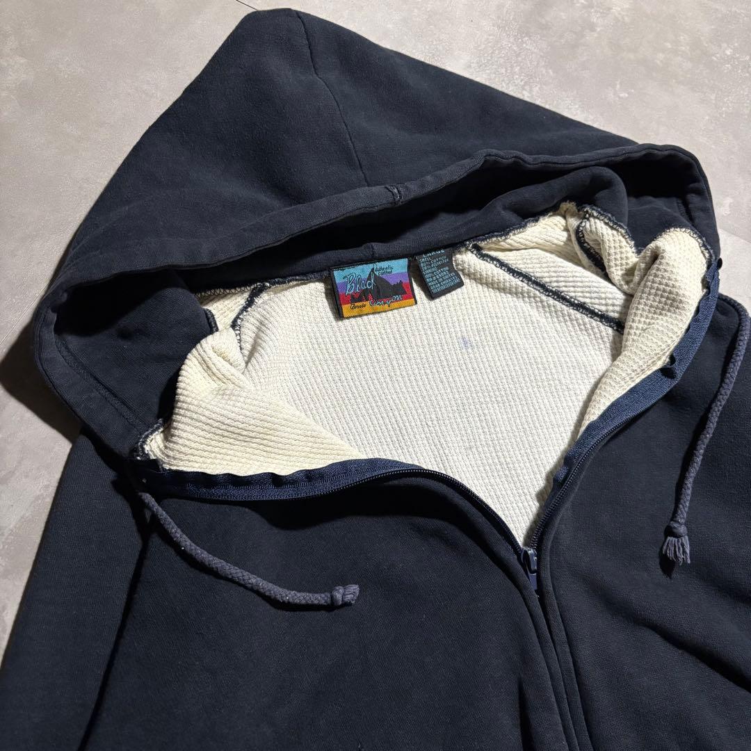 90s - vintage パーカー　ダブルフェイス　裏サーマル　フェード　紺色
