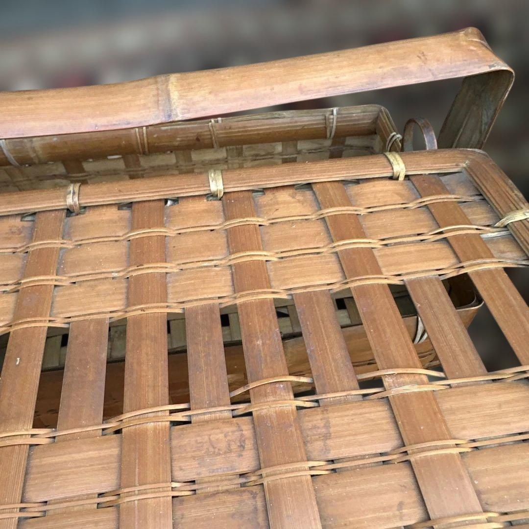 ヴィンテージ　竹バスケット 持ち手付き