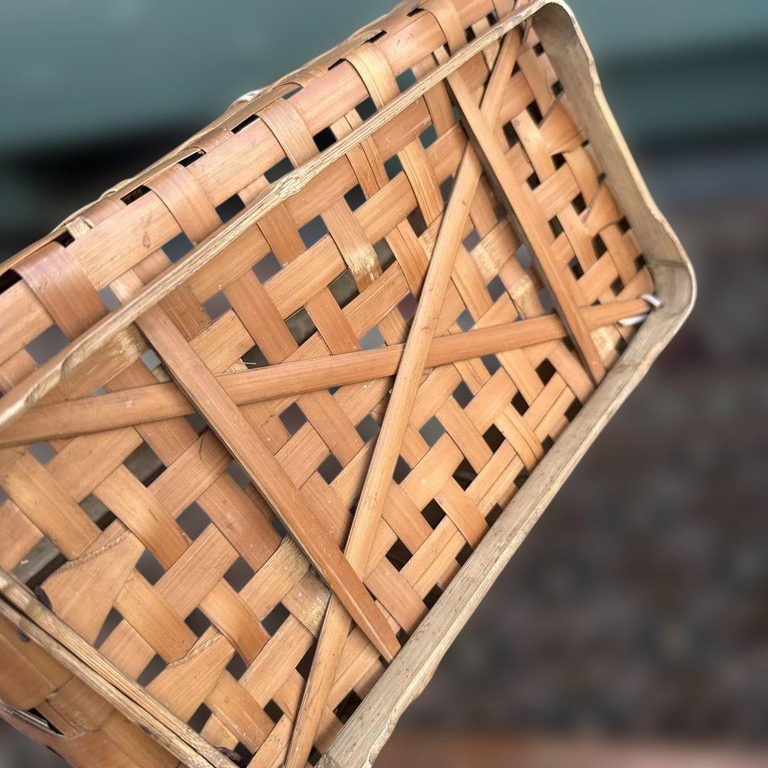 ヴィンテージ　竹バスケット 持ち手付き