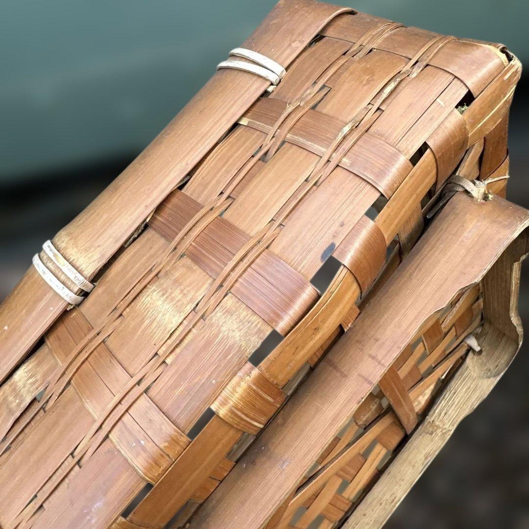 ヴィンテージ　竹バスケット 持ち手付き