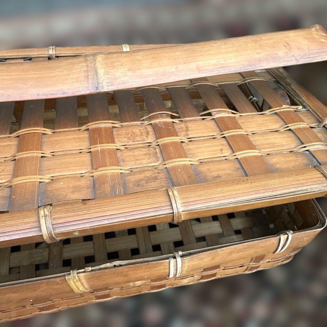 ヴィンテージ　竹バスケット 持ち手付き