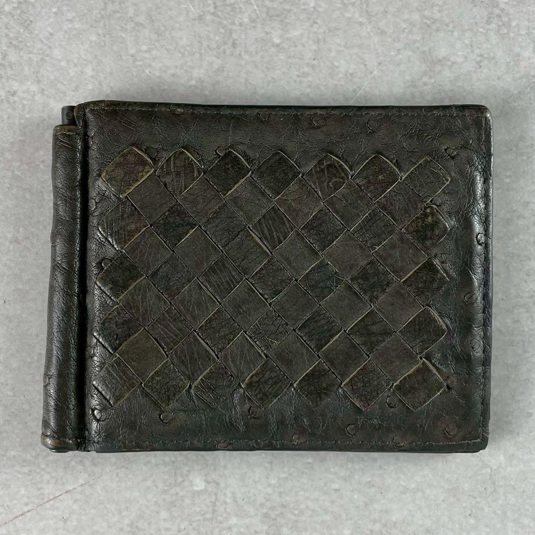 【付属品完備 美品】ボッテガヴェネタ マネークリップ イントレ オーストリッチ