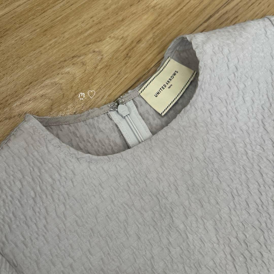 ユナイテッドアローズ　エアリージャガード5SLペプラムブラウス　36　グレー