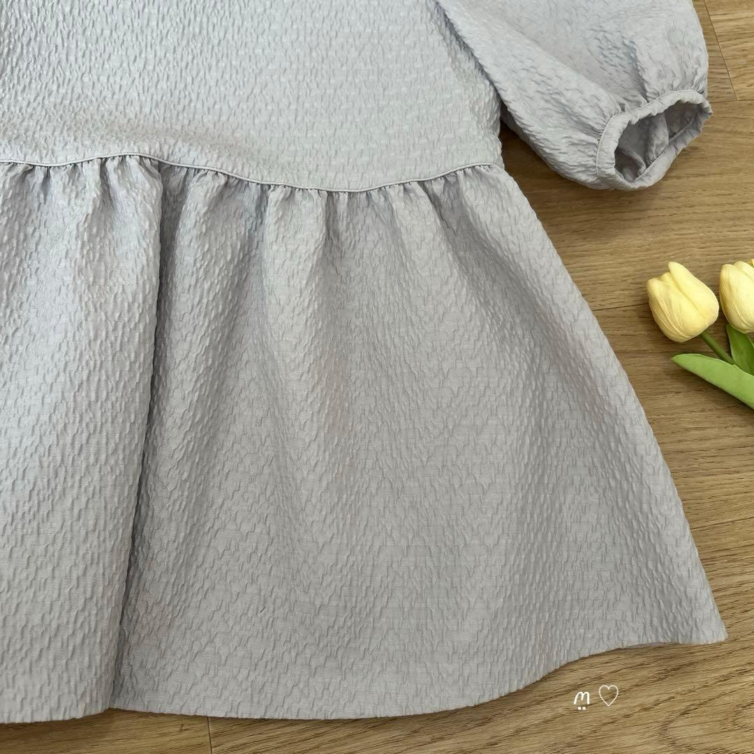 ユナイテッドアローズ　エアリージャガード5SLペプラムブラウス　36　グレー