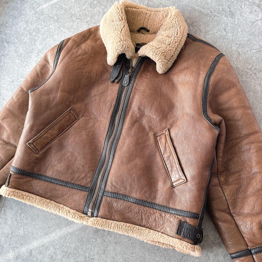 B-3 ムートンジャケット L 羊革 シープスキン フライトジャケット