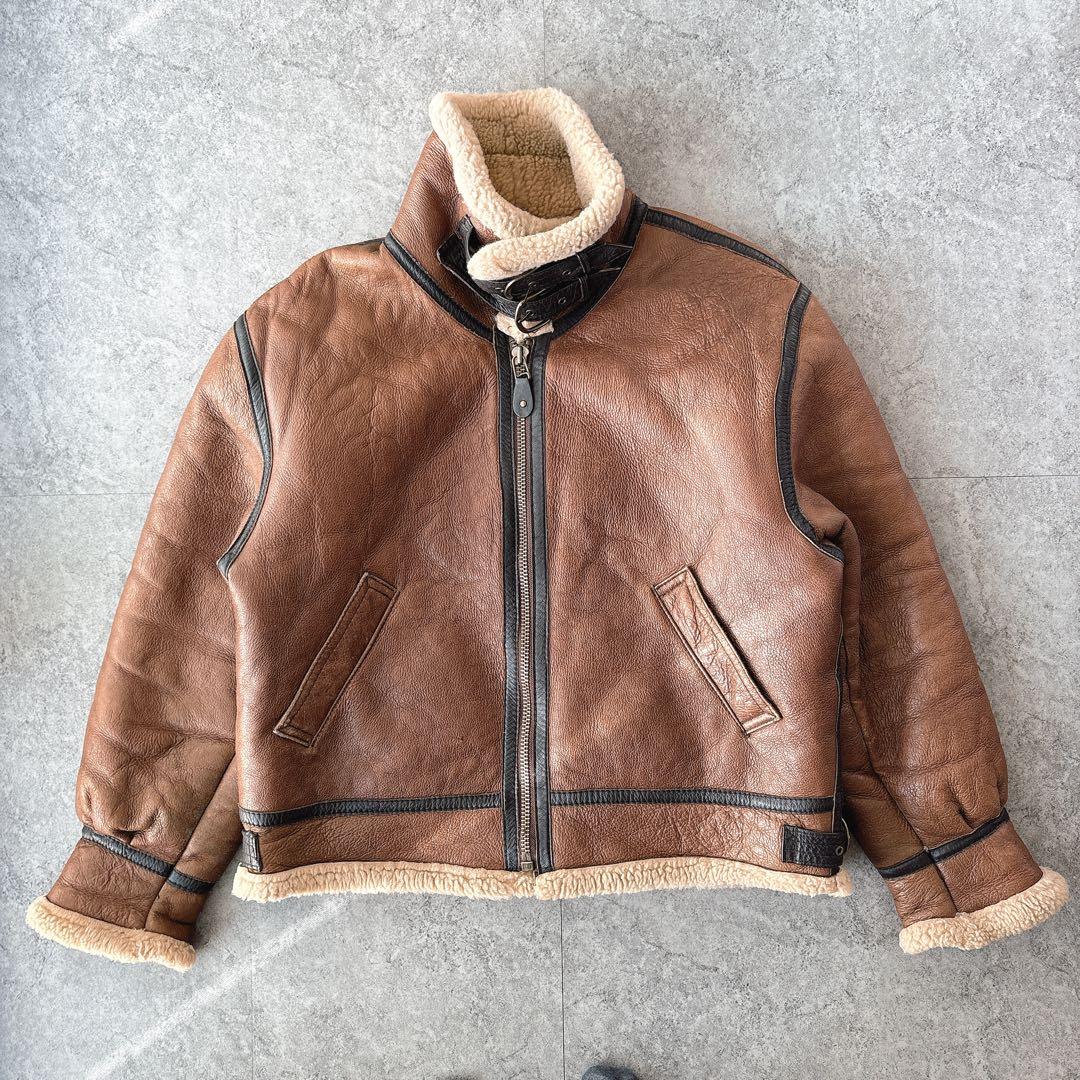 B-3 ムートンジャケット L 羊革 シープスキン フライトジャケット