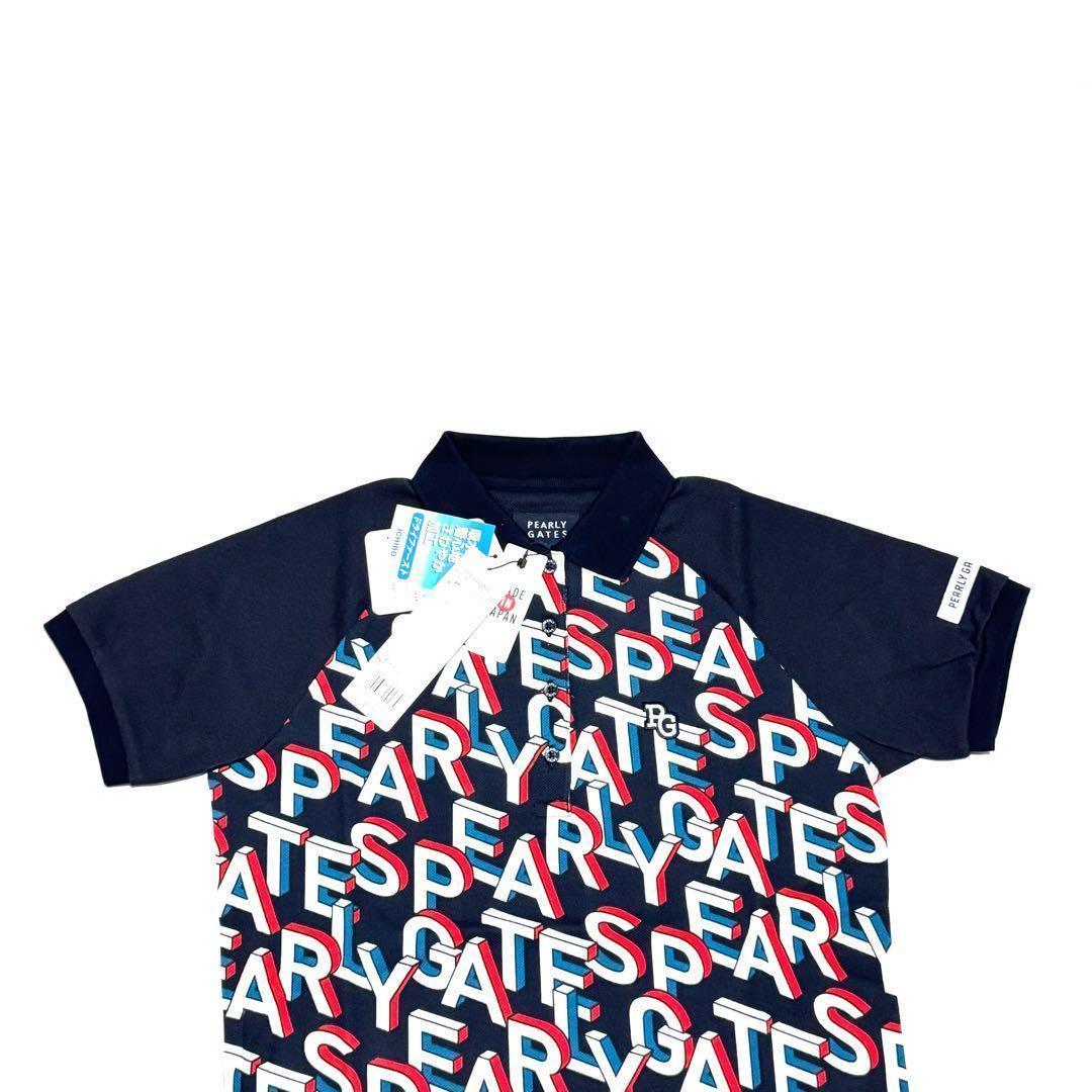 新品タグ付 パーリーゲイツ ゴルフポロシャツ 綿100% 日本製サイズ0ネイビー