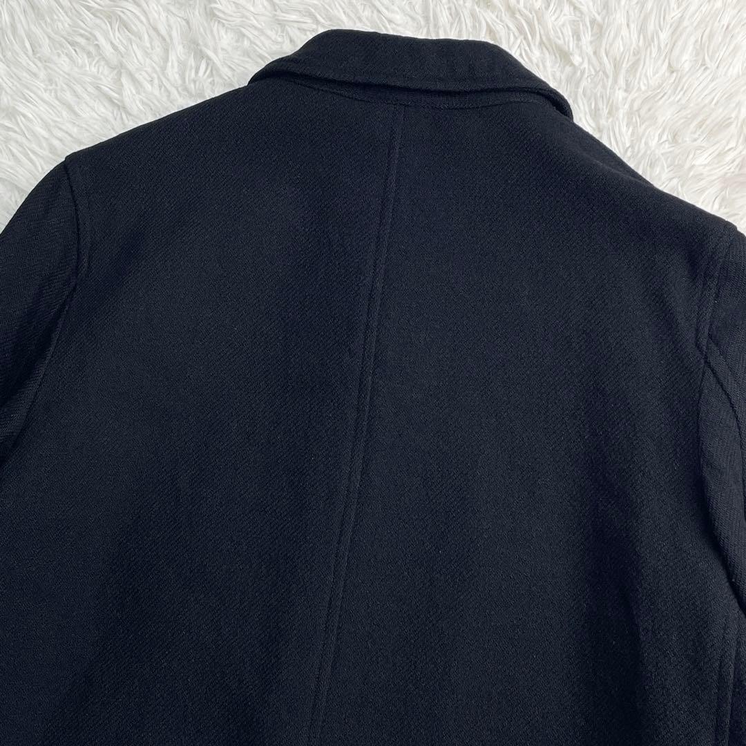 コムデギャルソンオム 05AW 縮絨 ステンカラーコート ロゴ総柄 ブラック