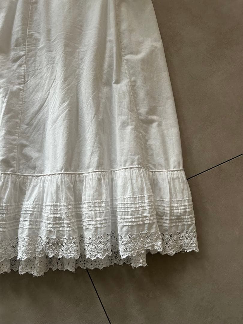 ヨーロッパ フランス ヴィンテージ レース スカート 白 チャーチ