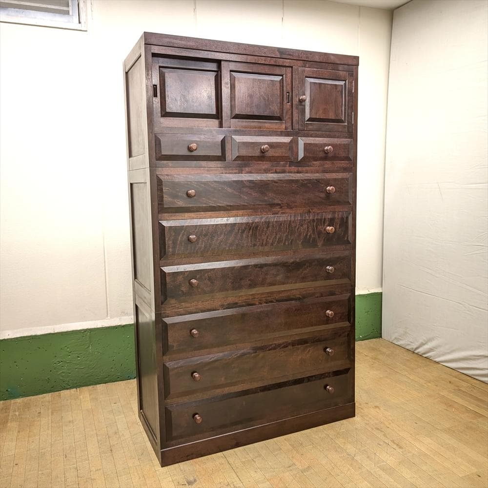 松本民芸家具　水目桜　無垢　整理箪笥　昇り箪笥　タンス　箪笥　たんす　着物箪笥