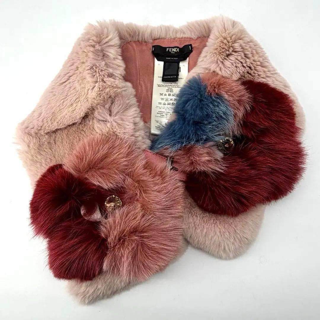 17612✨フェンディ レッドフォックス ラビット ファーマフラー 毛皮 ピンク