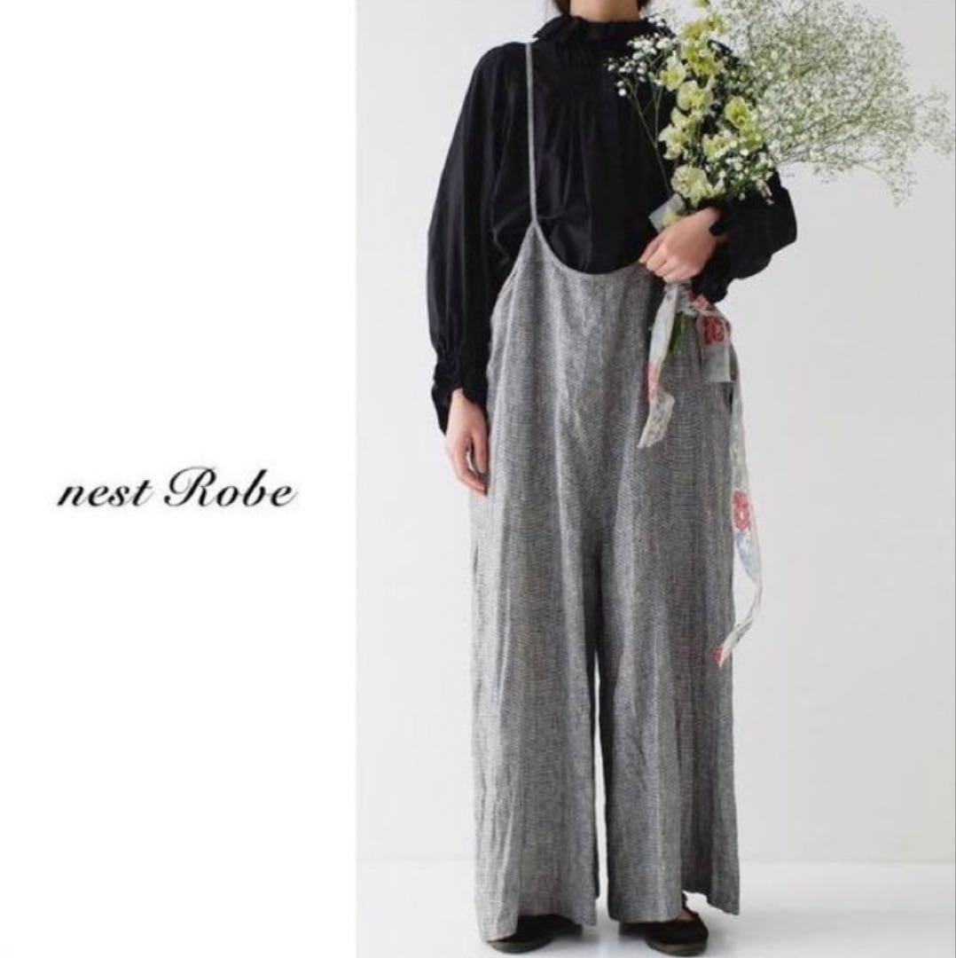フォグリネンワーク × ネストローブ リネン サロペット パンツ コサージュ付き