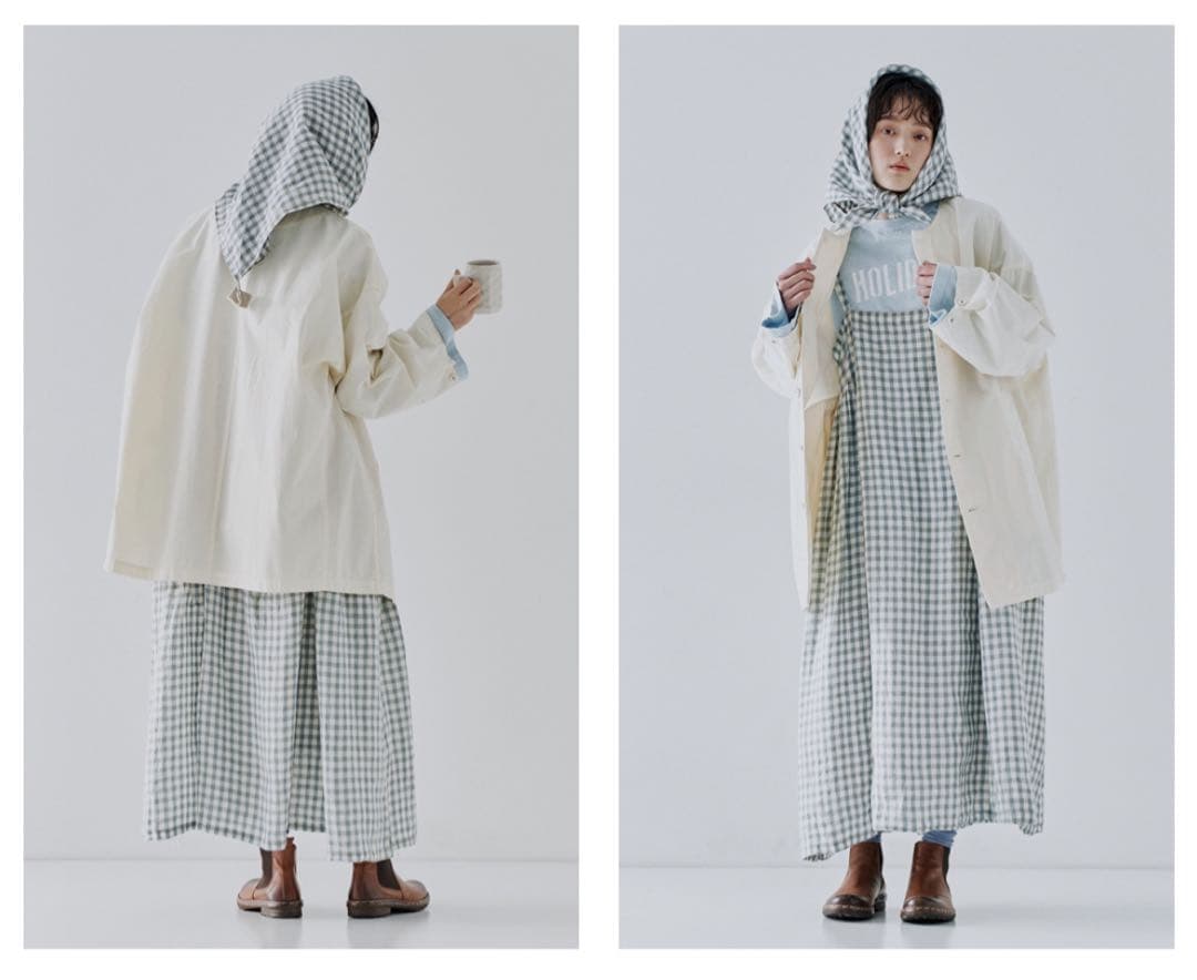 nest Robe リネンカラーギンガムタッセル吊りスカート　新品未使用タグ付き