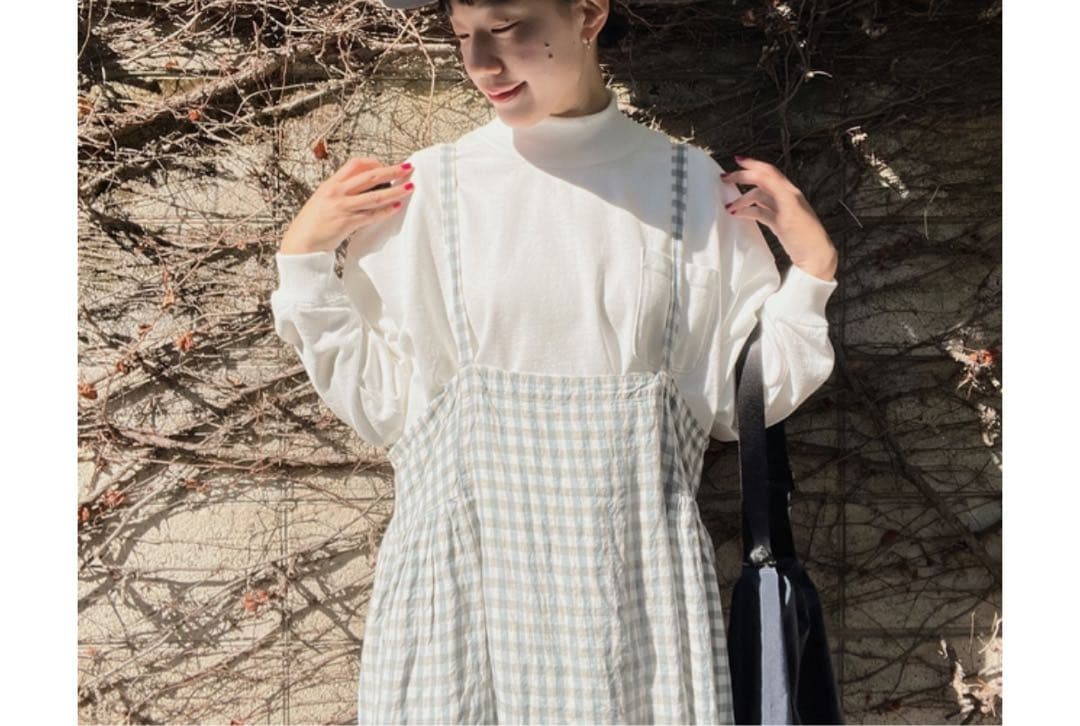 nest Robe リネンカラーギンガムタッセル吊りスカート　新品未使用タグ付き