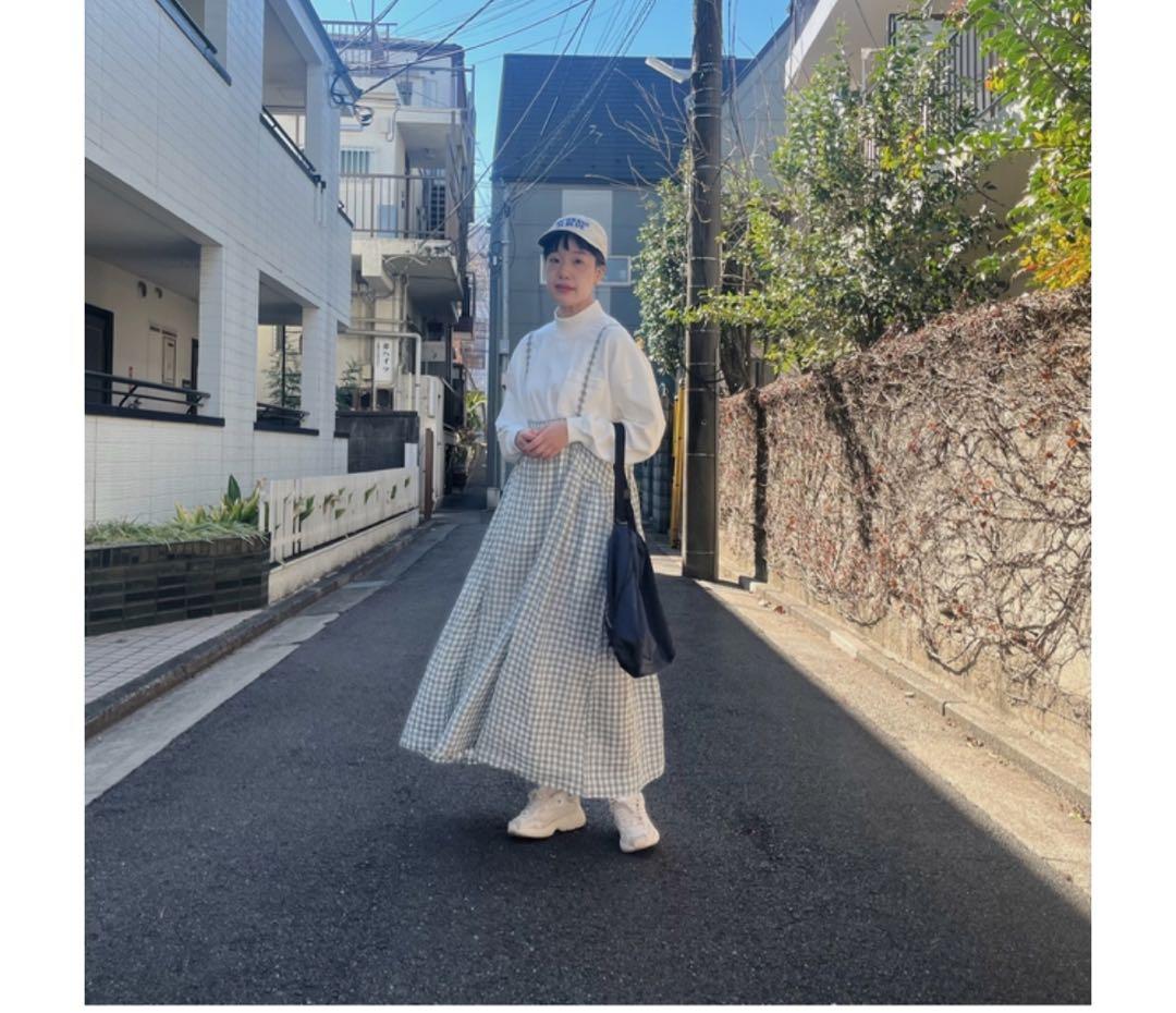 nest Robe リネンカラーギンガムタッセル吊りスカート　新品未使用タグ付き