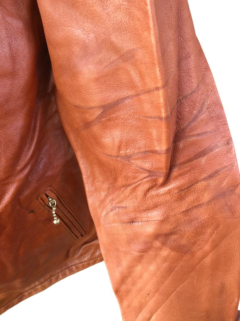 [訳あり] 新品 Schott シングルライダースレザージャケット ブラウン/L