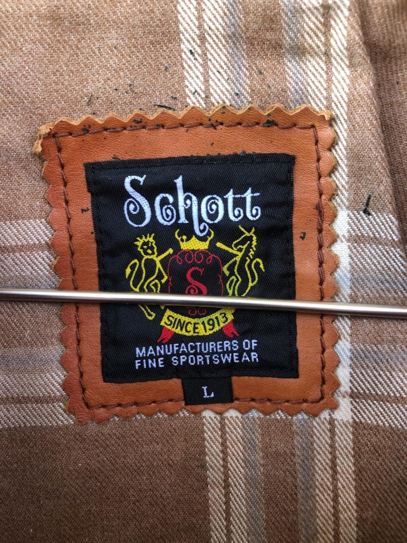 [訳あり] 新品 Schott シングルライダースレザージャケット ブラウン/L