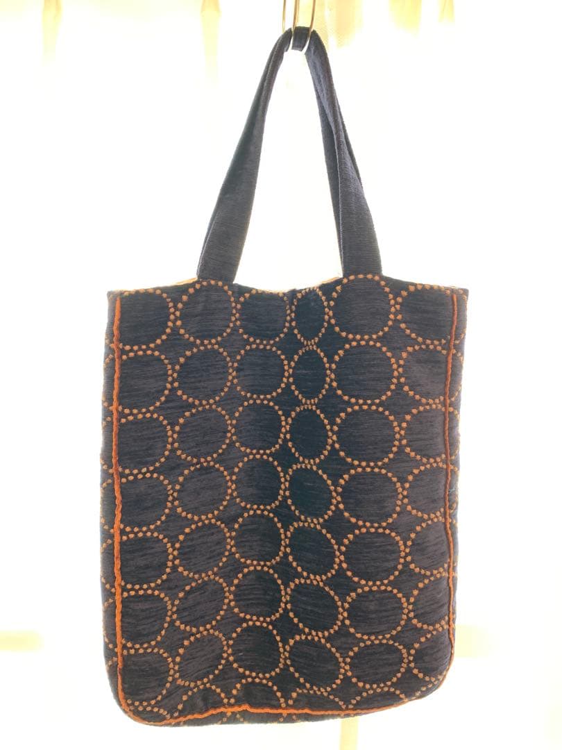 ミナペルホネン　トートバッグ　ネイビー／ピンク　タンバリン　ka9356