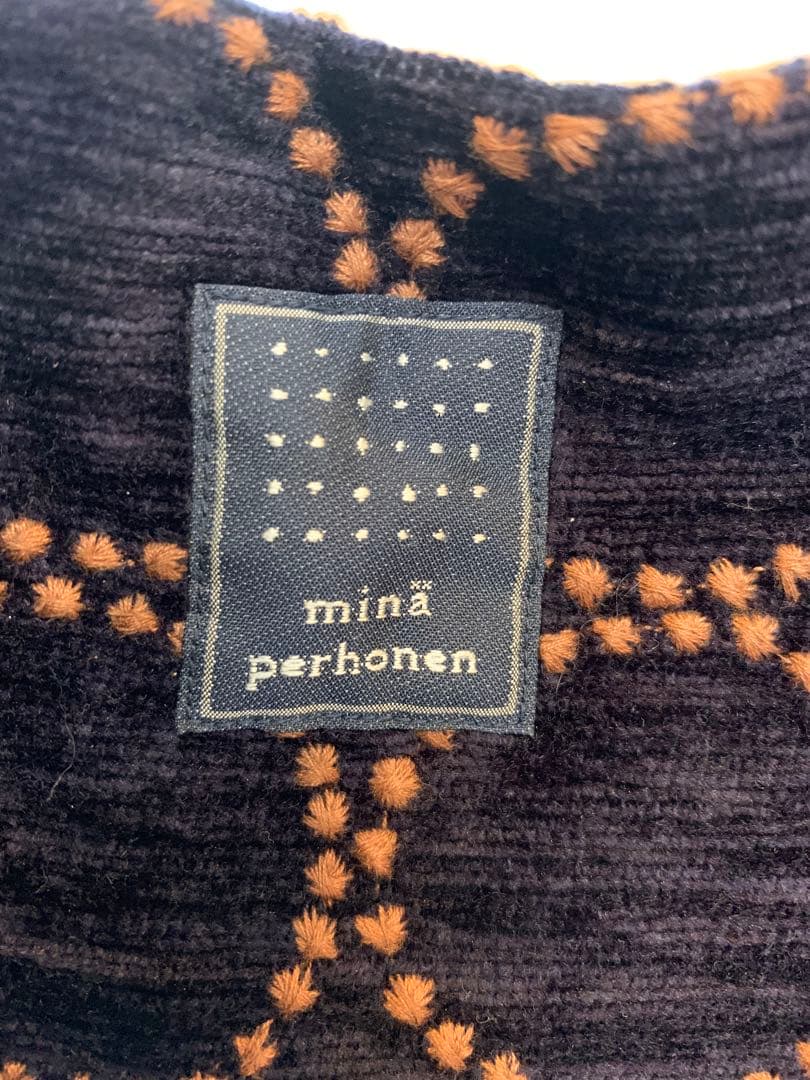 ミナペルホネン　トートバッグ　ネイビー／ピンク　タンバリン　ka9356