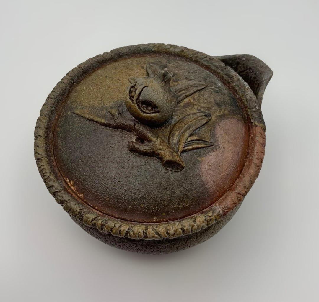 Okuman 入江光人司 備前手造榴摘み宝瓶湯冷まし煎茶碗 共箱/共布/栞