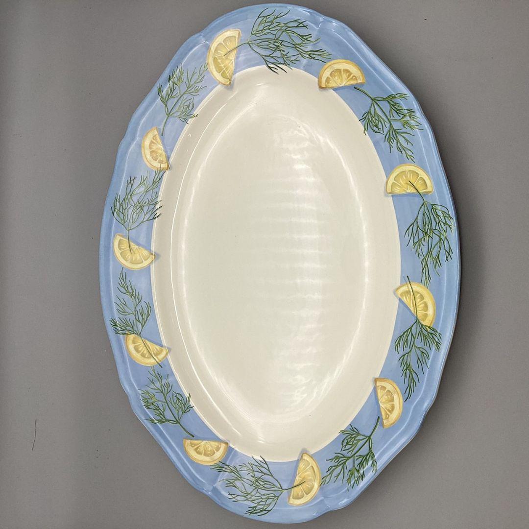 4　Gien belle ile　ジアン プレート 大皿 オーバル　展示保管品