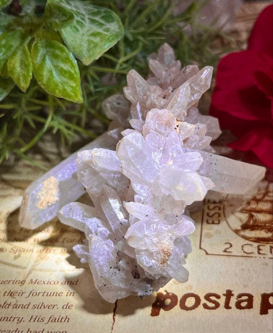 ヒマラヤ　マニカラン産　ピンク水晶 原石　クラスター　ダブルポイント