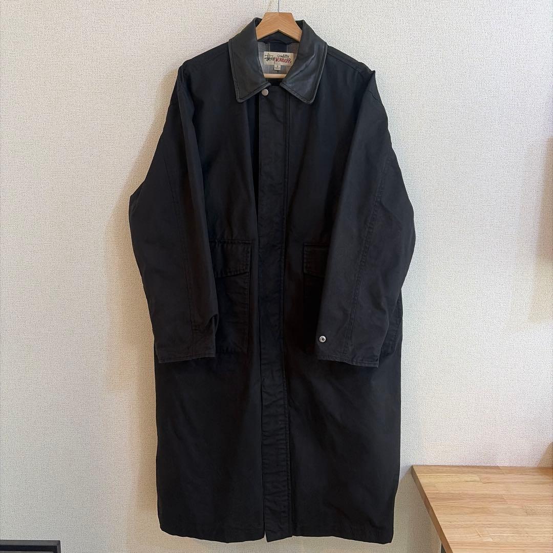 STUSSY 25SS DUSTER COAT 黒 ステンカラー ロングコート