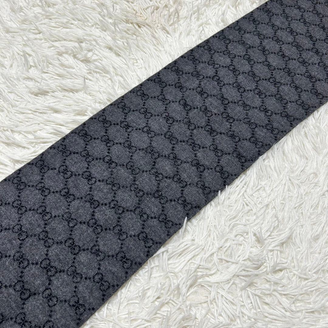 GUCCI グッチ シェリーライン GG柄 マフラー グレー×ブラック